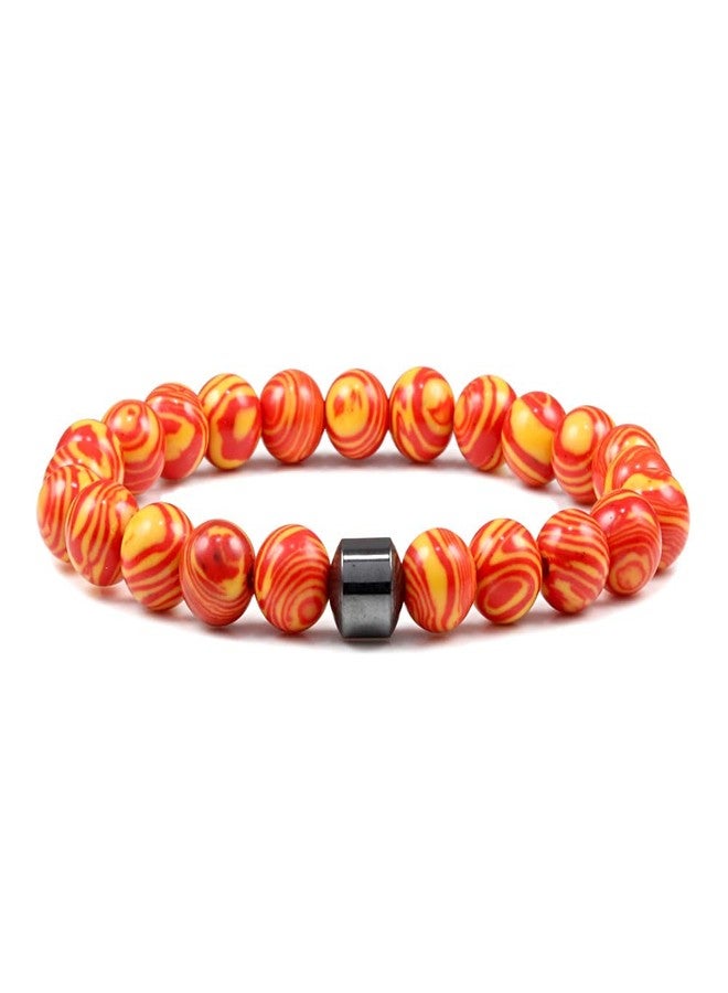 Soyzvteo Chakra Bracelets Crystals Yoga Beads Stretch Bracelet Adjustable Natural Gemstones Beads Bracelet Handmade Gemstones Braided Elastic Bracelets Meditation Spiritual Gifts-Orange Malachite